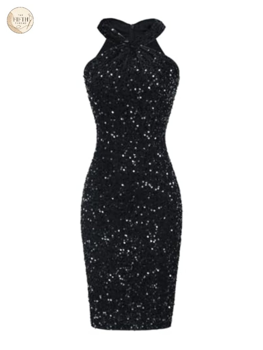 Halter Sequin Bodycon Cocktail Dress Knee-Length Party Club